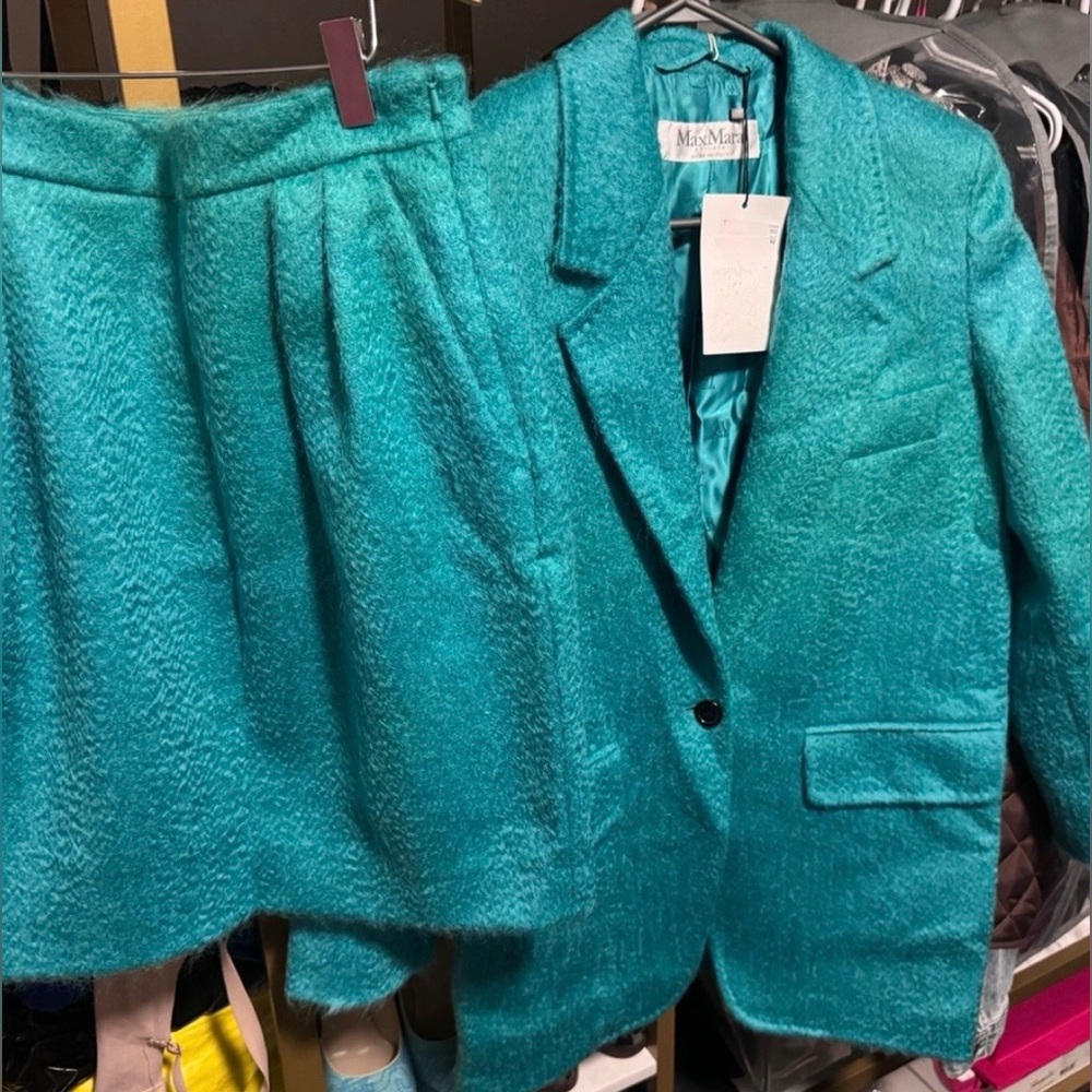 MAX MARA Teal Blue Mohair Skirt